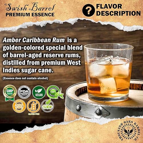 Miniatura 3 de Amber Caribbean Rum Essence  Recambios de kit Bootleg  Thousand Oaks Barrel Co.  Sabor gourmet para cocteles añejados en barril  0.7fl oz (1)