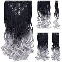 Vista 53 de Extensiones de cabello, con clip, cabello sintético, 22 pulgadas (55.88 cm), lacio, para mujeres y niñas, 18 pulgadas (45.72 cm), rizado, cobertura