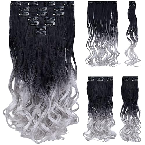 Miniatura 53 de Extensiones de cabello, con clip, cabello sintético, 22 pulgadas (55.88 cm), lacio, para mujeres y niñas, 18 pulgadas (45.72 cm), rizado, cobertura