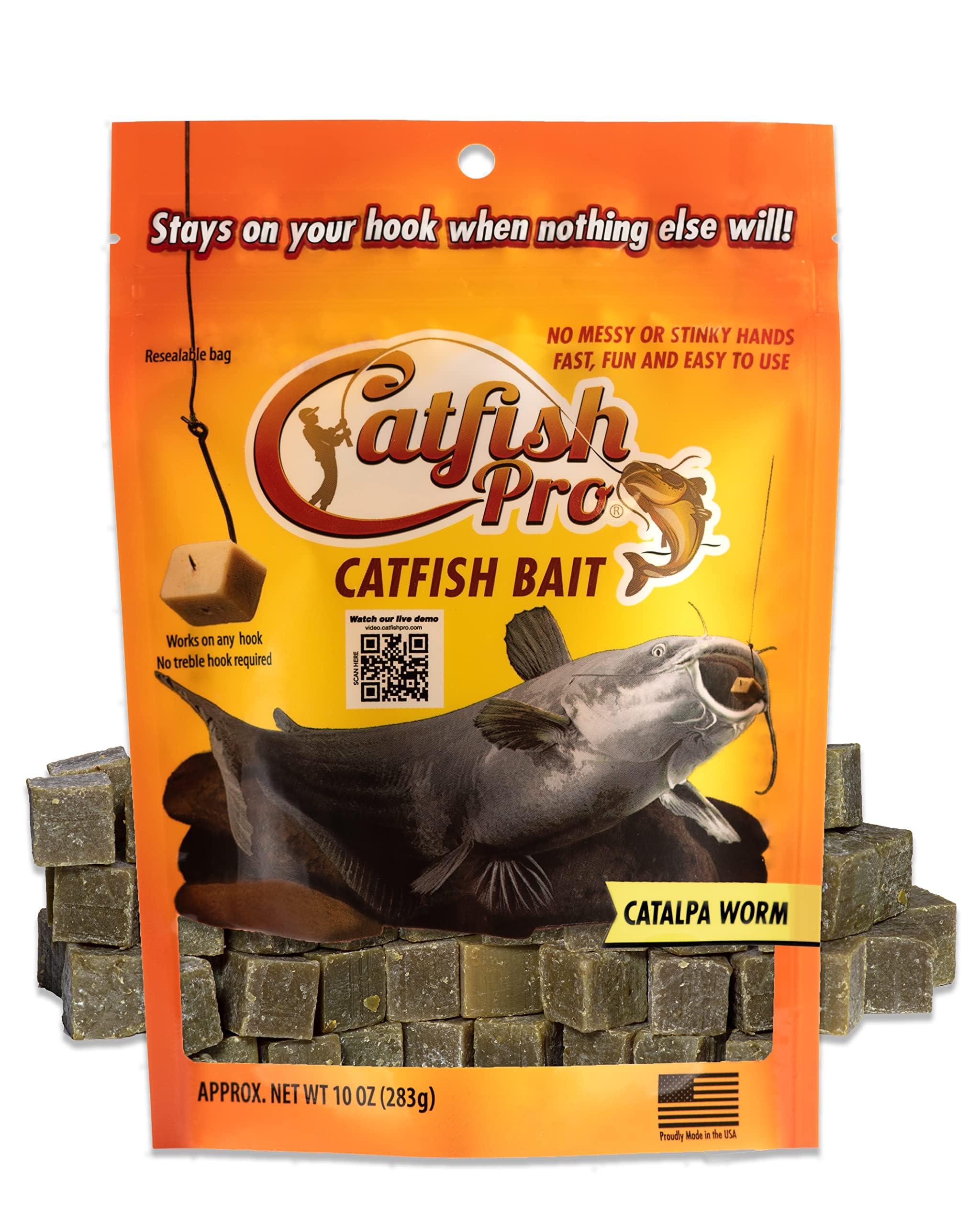 Catfish Pro Catfish Bait - 10oz Bag with 80pcs | Irresistible Scent for Catfish | Mess-Free, Stays On Your Hook When Nothing Else Will | Great for Rod, Reel, Trotline, Jugs & Yoyos Fishing
