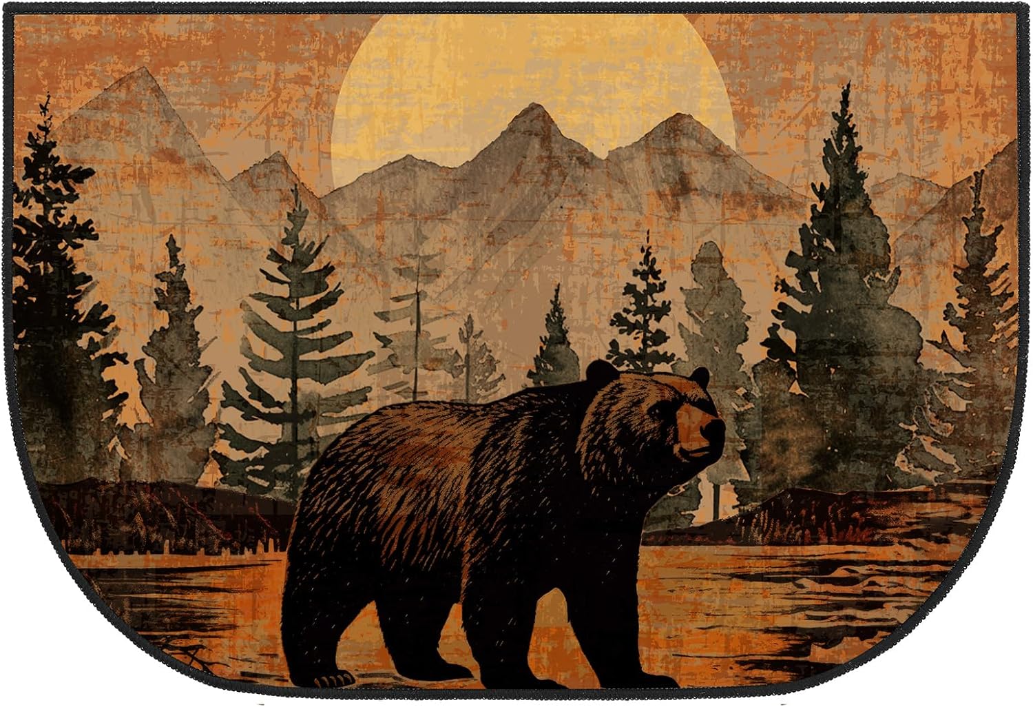 Demissle Fireplace Hearth Rug Fireplace Mats Cabin Southwestern Fireproof Fire Resistant Rug for Wood Stove Floor for Kitchen Indoor Outdoor(Bear,24 x 36 Inch) 2' x 3' (Rectangular) Bear