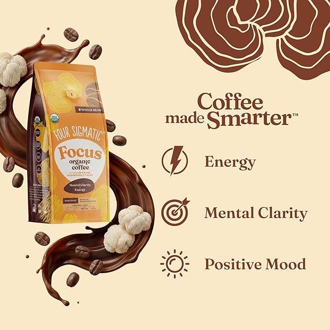 Four Sigmatic Café Orgánico en Grano Tostado Oscuro con Hongos 12oz miniatura 6