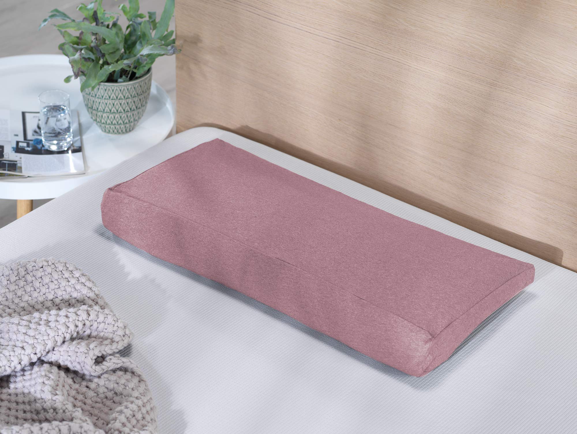 Theraline Pearlfusion ortopedyczna poduszka do spania i karku, komfortowa szerokość 72 cm | wysokość 12 cm | z poszewką zewnętrzną melanż drewno różane kolekcja bambus