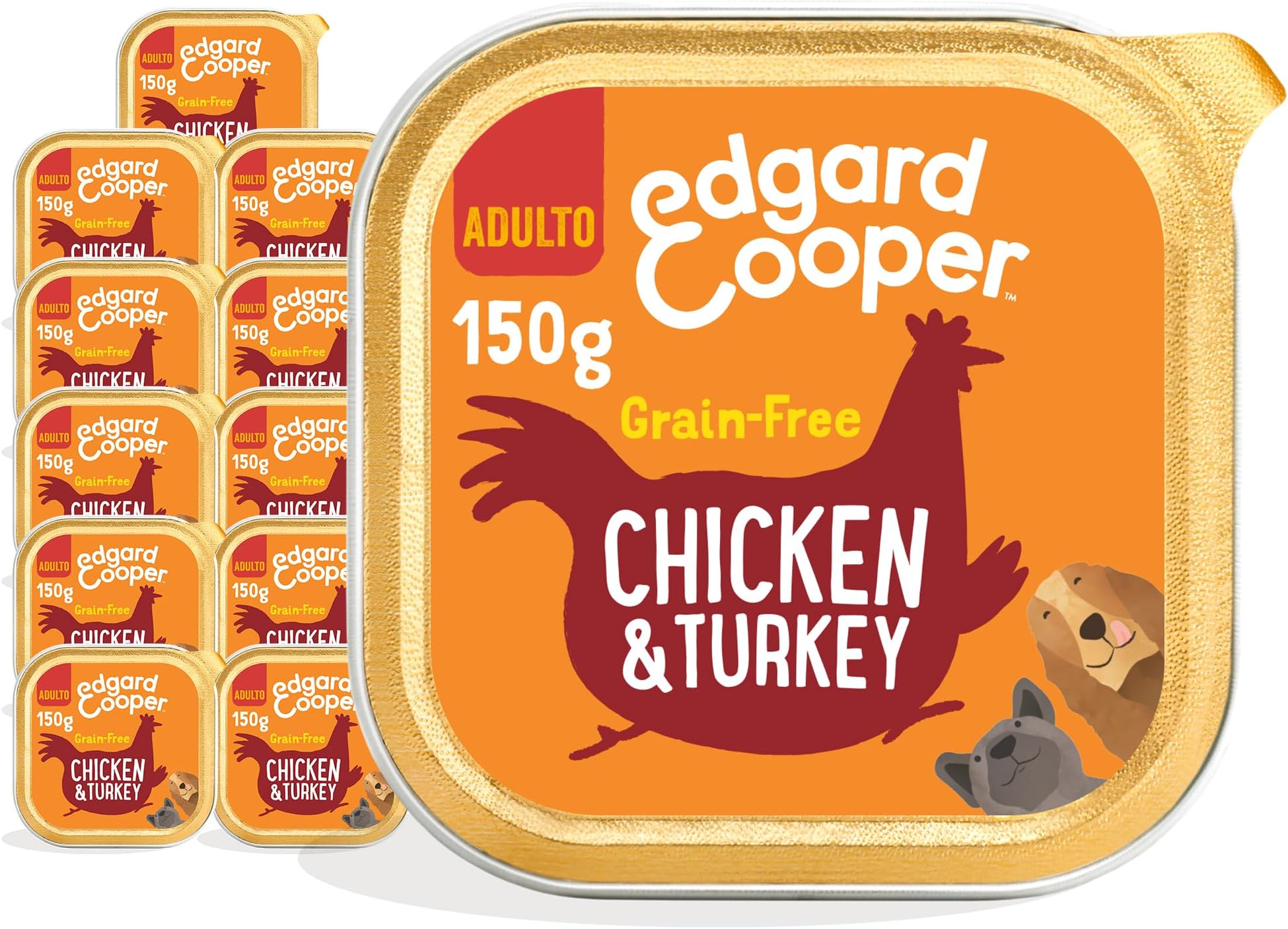 Adult Food Box for Dogs Cereal-Free Food, Healthy Eating, Tasty and Balanced Food, Quality Proteins (Chicken/Turkey, 150g x 11)