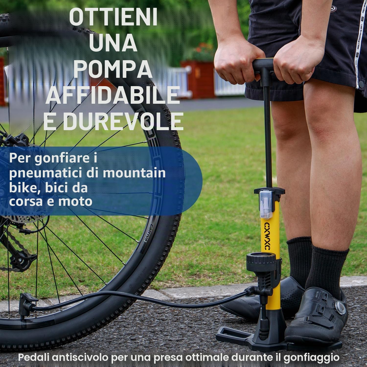 Pompa per bicicletta con manometro 11 bar/160 psi per strada, e-bike, MTB