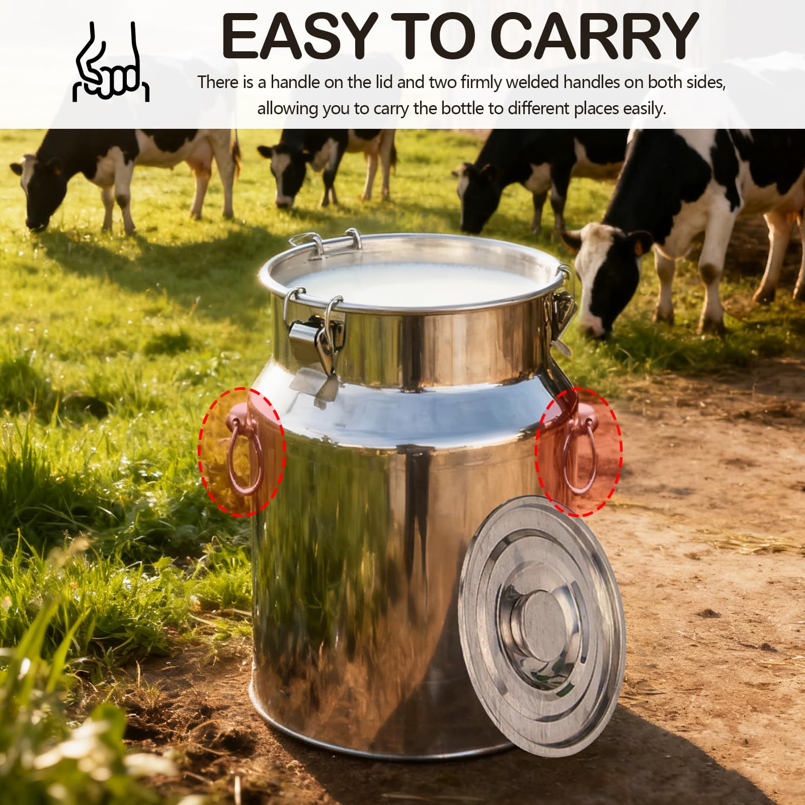 Pot à Lait en Acier inoxydable, Seau à Lait de 9 Litres avec Couvercle Hermétique, Bidon à Laits pour Vin, l'huile, Liquides et Solides en Cuisine, Pot à Laits pour Transport ou Stockage