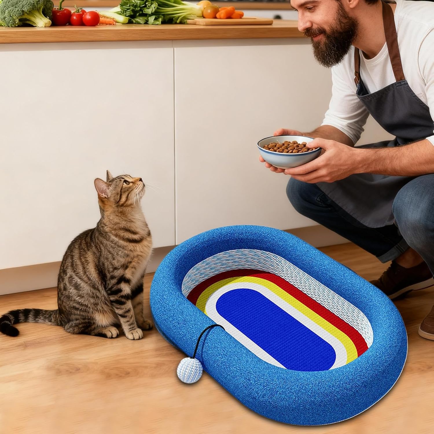 Sturdy Kitten Scratcher, Multi Breed Cat Play Board, Safe Use with Scratch Resistant Exterior, Protective Furniture Sisal Mat, Cat Toy with Interactive Style, Pet Accessory for Home Travel