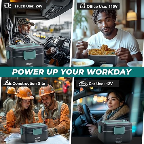 Miniatura 2 de Annie & Mia Design Fiambrera eléctrica para adultos, 100 W, 3.5 L, calentador de alimentos portátil de 2 capas, modo dual de 2.5 L + 1 litro,