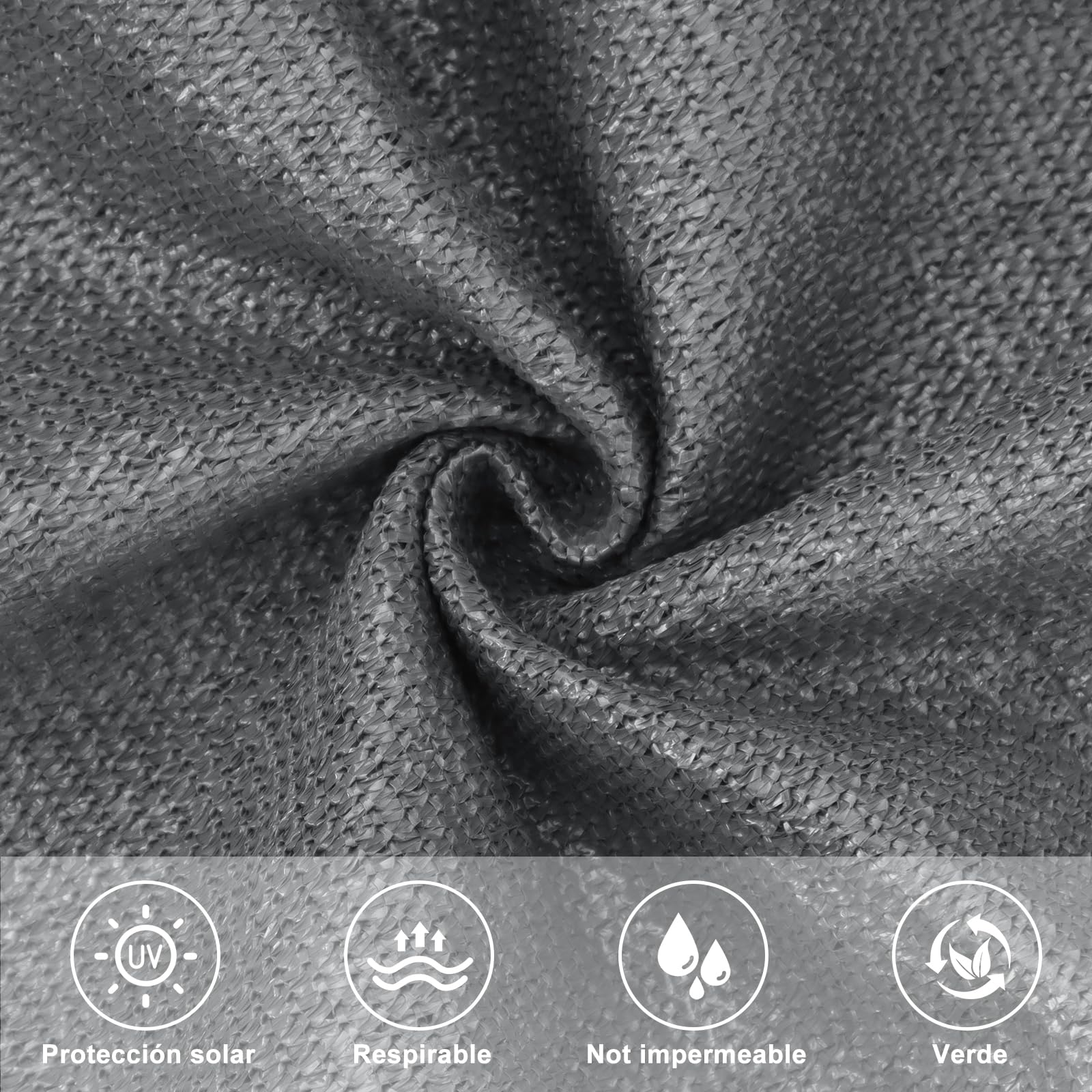 HENG FENG Toldo Vela de Sombra HDPE Rectangular 2x3m Protección Rayos UV Resistente Transpirable para Terraza Patio Exterior Jardín Color Antracita