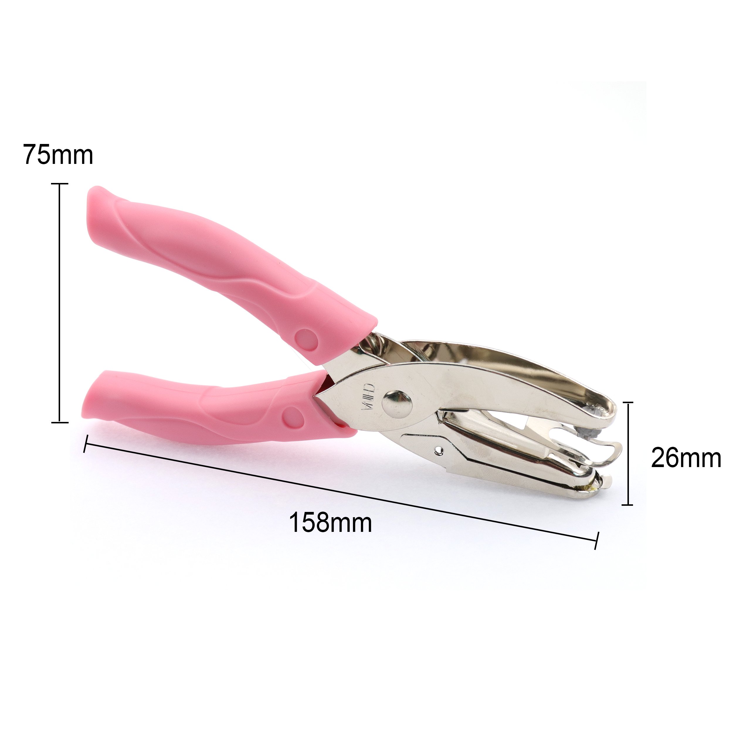 Perforadora de papel de metal de mano con un solo agujero para manualidades con agarre de color rosa, color Small Circle