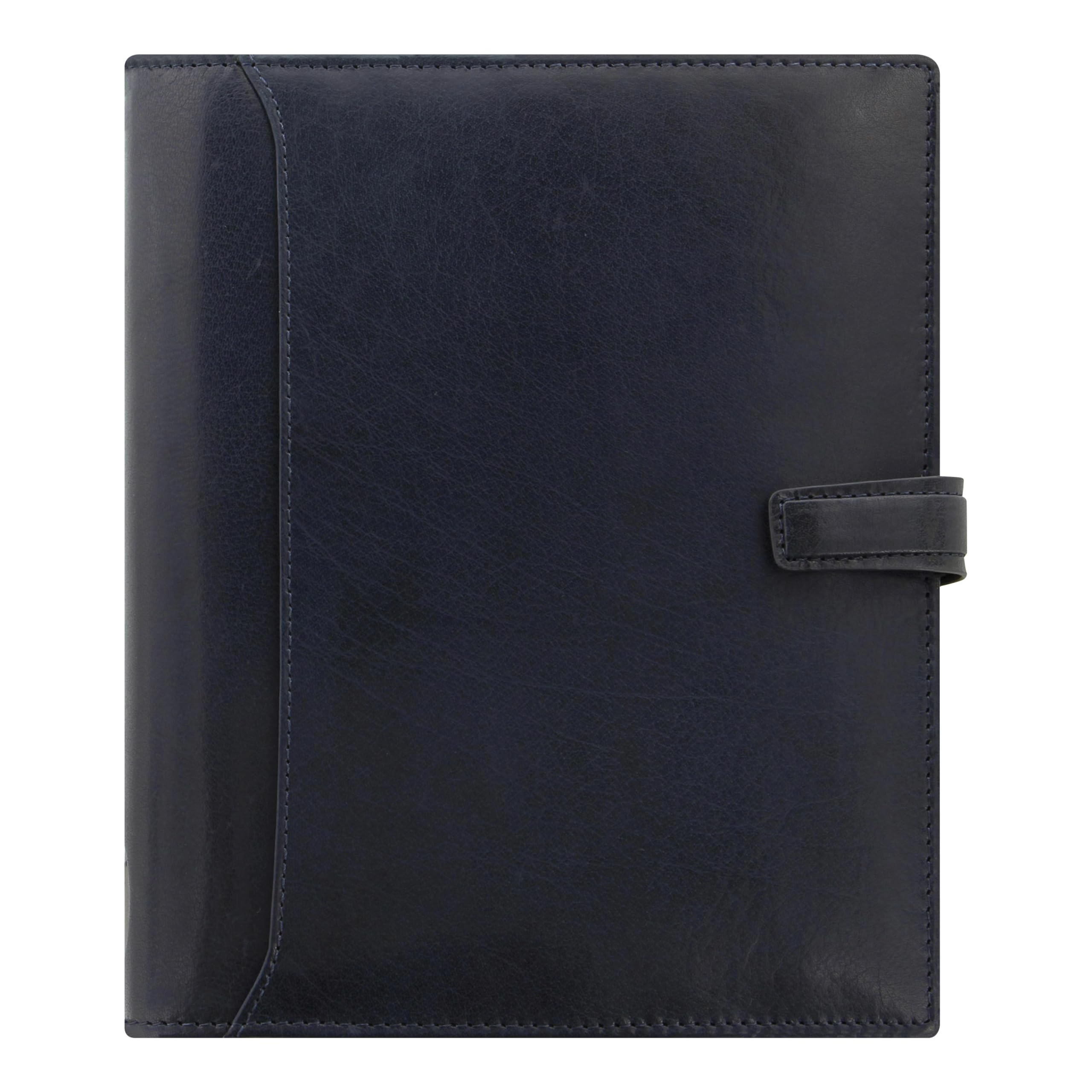 Filofax Lockwood Organizer, A5 Size, Navy - Full-Grain Buffalo Leather, Six Rings, Week-to-View Insert, Multilingual (C026058)
