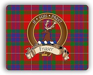 Fraser Scottish Tartan Computer Mouse Pad (Crest and Tartan)
