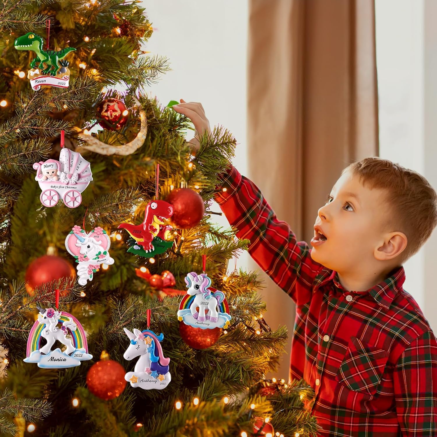 Personalisiertes Baby Weihnachtsornament - Mondsichel Mit Foto Und Namen