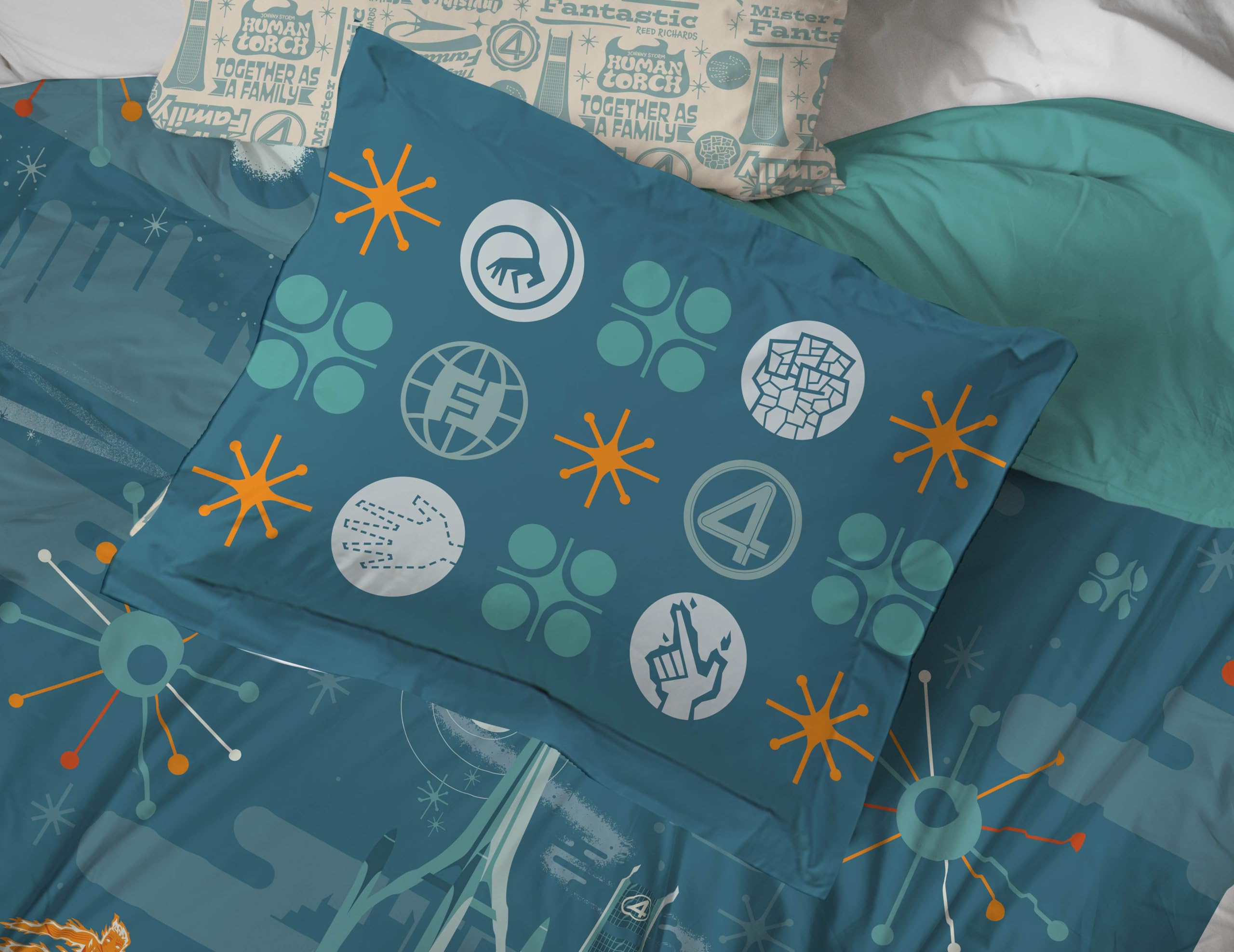 Marvel Fantastic Four Queen Sheet Set - 4 Piece Microfiber Bedding With Fitted Sheet, Flat Sheet & Pillowcases