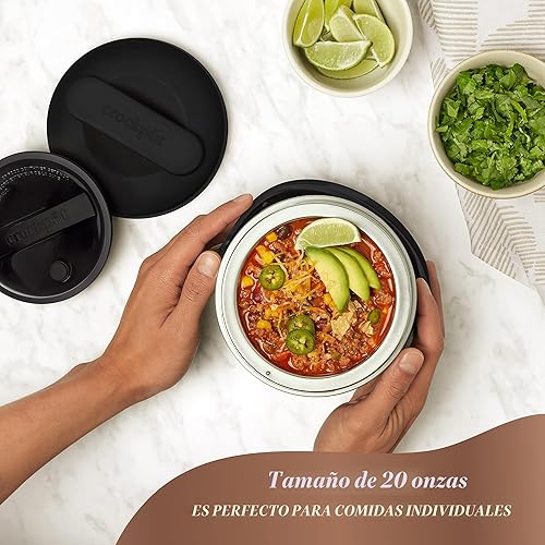 Miniatura 2 de Crock-Pot Caja de almuerzo eléctrica de 20 onzas, calentador de alimentos portátil color regaliz negro, perfecto para viajes, uso en movimiento