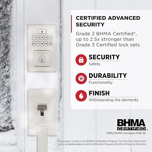 Miniatura 4 de Kwikset SmartCode 260 - Cerradura de puerta con teclado electrónico sin llave con bloqueo automático, códigos de usuario personalizados, seguridad