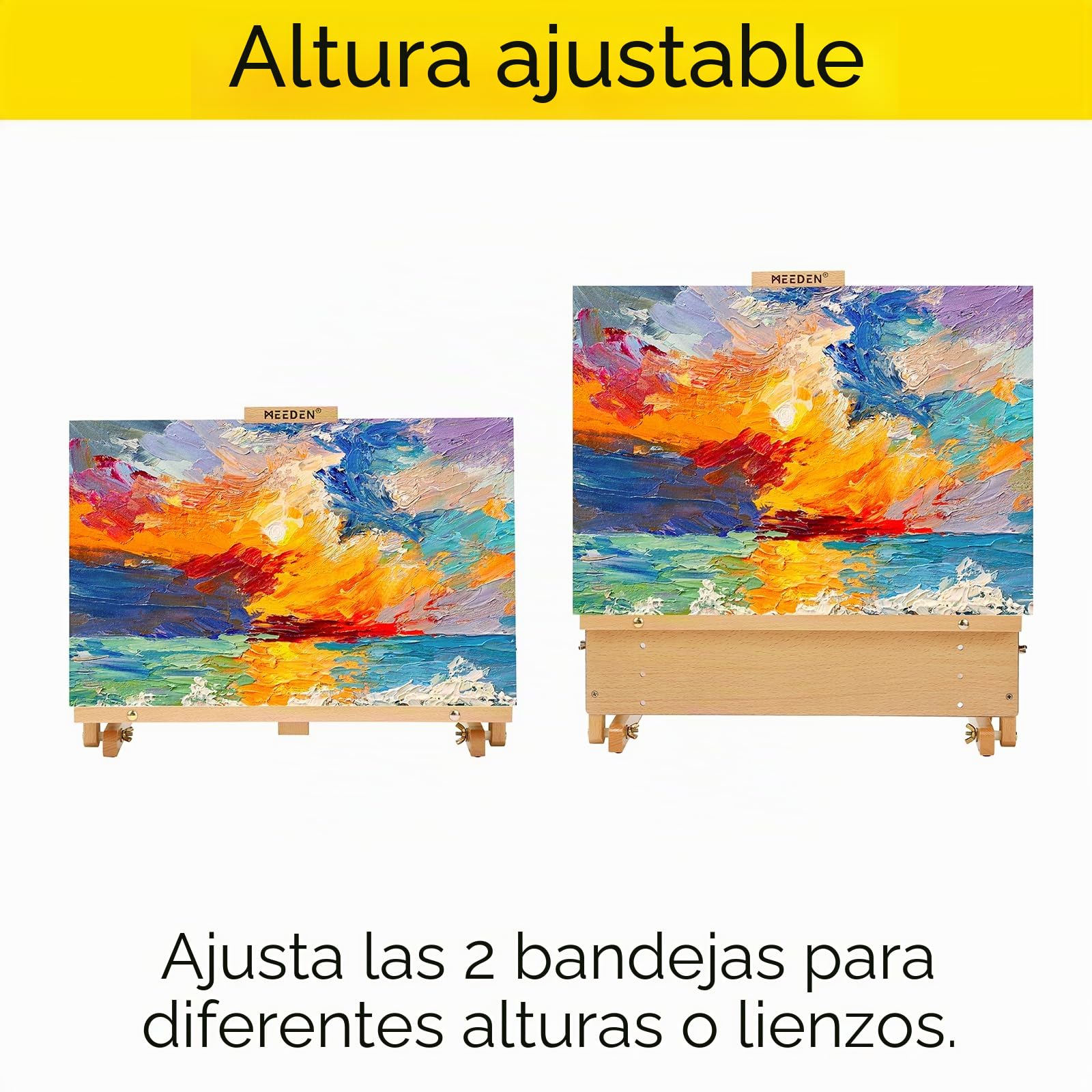 MEEDEN Caballete grande de madera de haya maciza con marco en forma de H ajustable para artistas, adolescentes y pintores, para lienzo de hasta 58,4 cm
