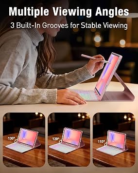 Keyboard Case for Samsung Galaxy Tab S10 FE/S10 Lite/S9 FE 10.9 2025/Galaxy Tab S9 11 Inch 2023, Mouse and Detachable Bluetooth Backlit Keyboard, Folio Cover with Pen Holder (Pink)