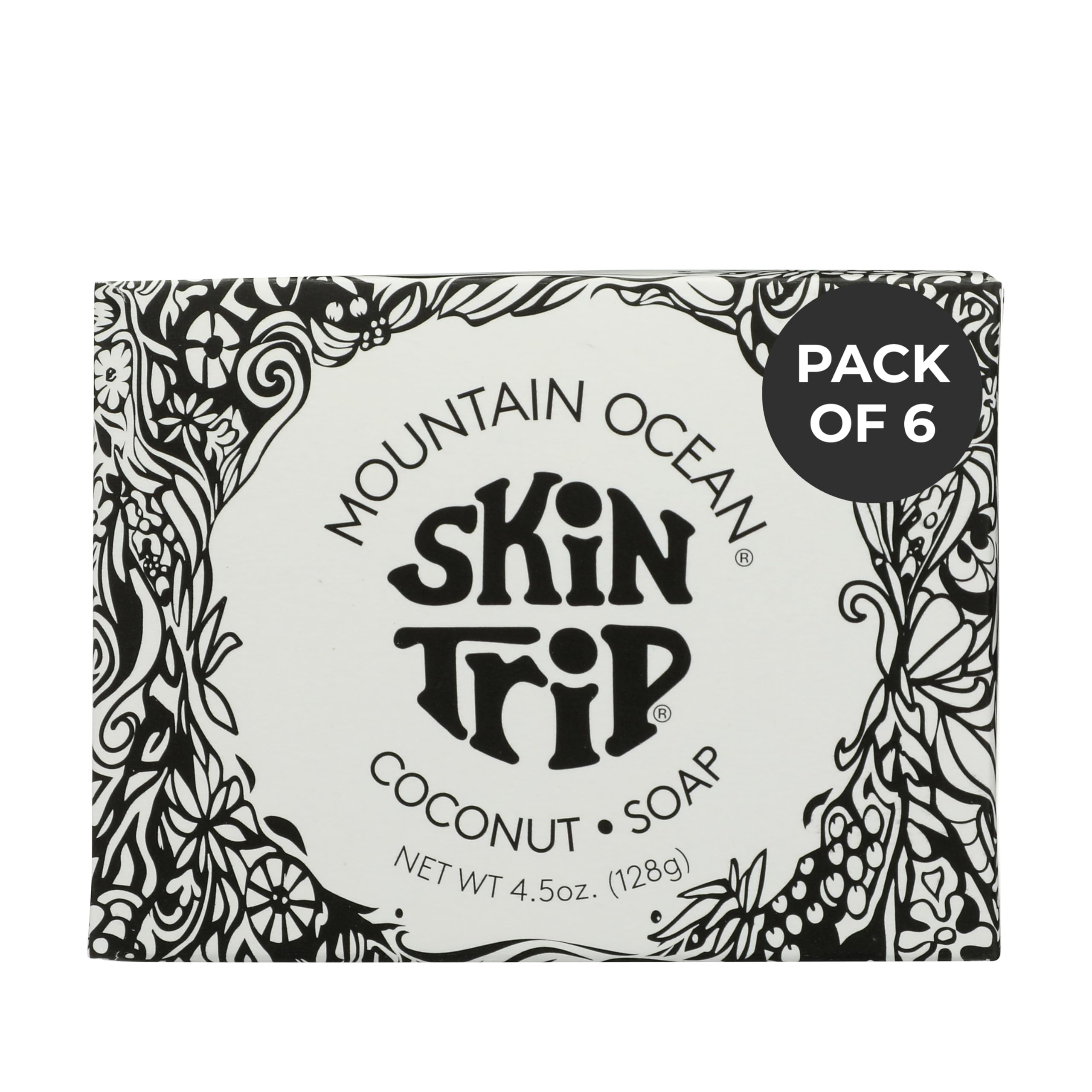 Mountain Ocean Skin Trip Coconut Soap 4 5oz - Pack of 6 Gentle Cleansing Bar Soap for Body