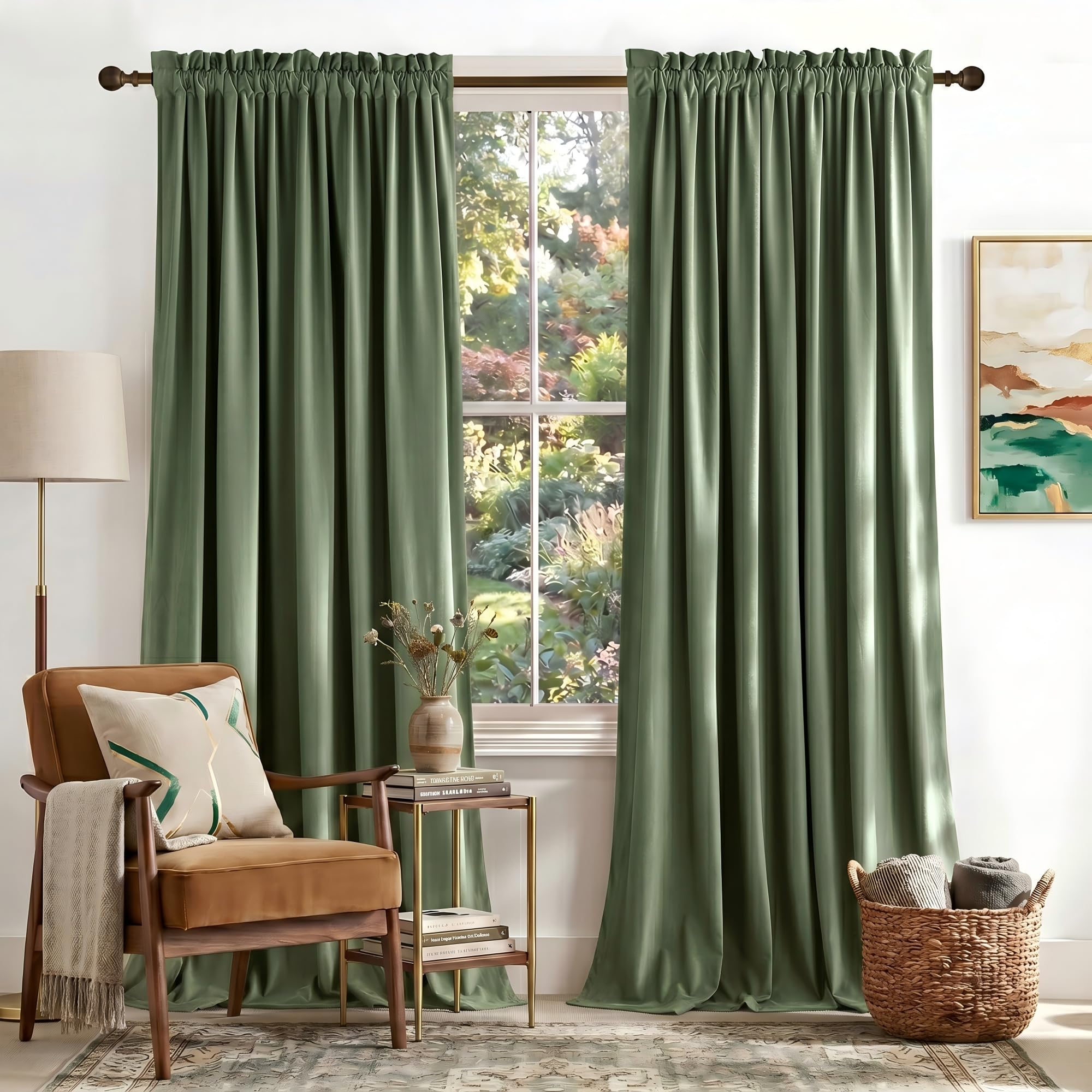 Bagaille CURTAIN ★ GREEN Amazon.com: NICETOWN Sage Green Curtains 96 inches Long 2 Panels