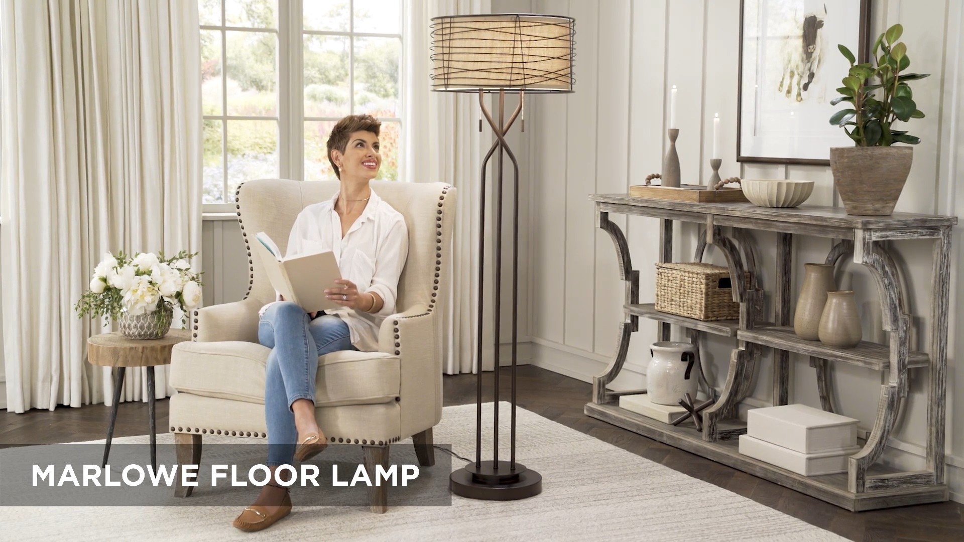 Franklin Iron Works Marlowe Industrial Rustic Farmhouse Floor Lamp
