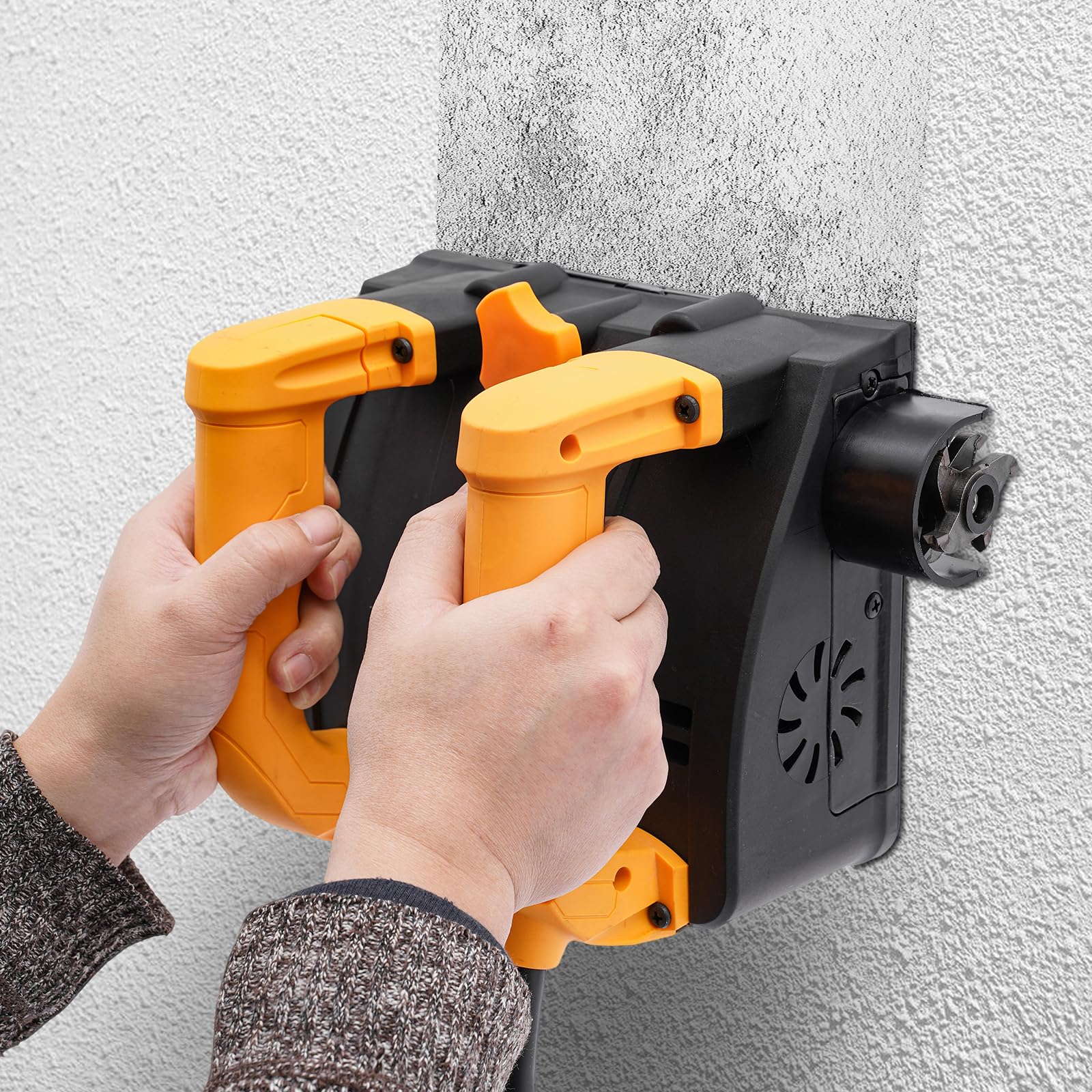 Elektryczna strugarka ścienna, 1200 W, frezarka renowacyjna, strug ręczny, frezarka do betonu ze spiczastą trójkątną głowicą nożową, frezarka do czyszczenia i usuwania tapet, ergonomiczna obsługa z