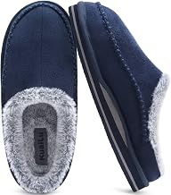 KuaiLu Mens Slippers Orthopedic Arch Support Suede Fluff Plush Home Shoes
