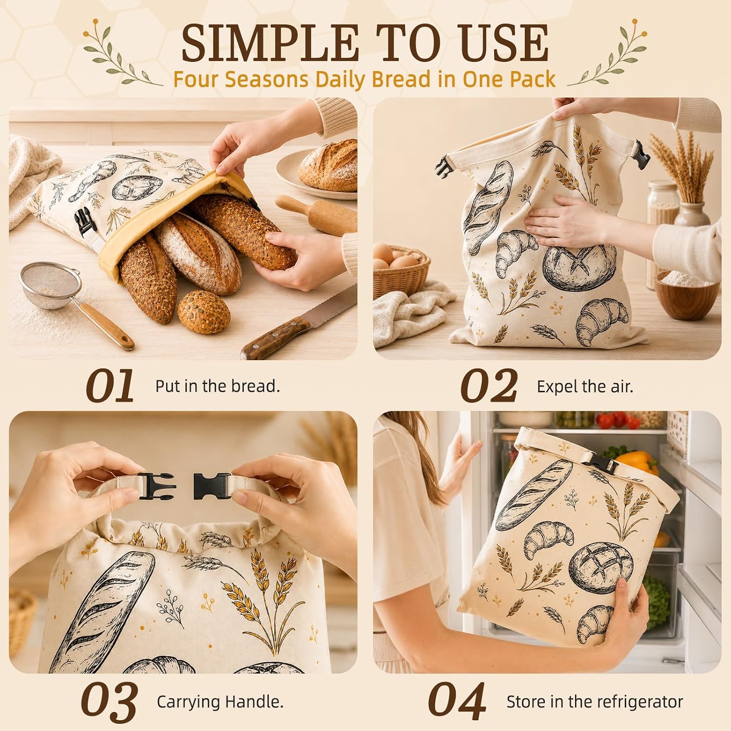 Reusable Beeswax Bread Bags for Sourdough, 13 x 17 In, 2 Pack image 5