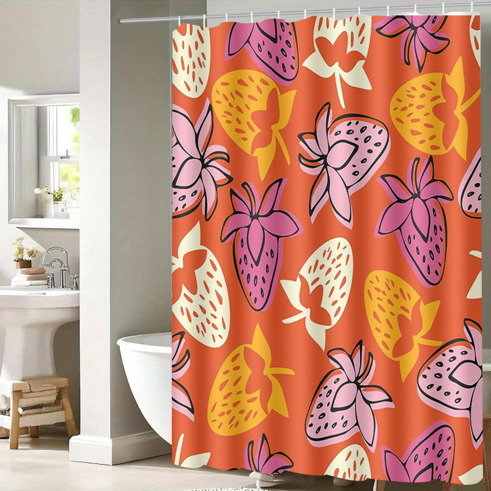 Rideau de douche polyester pour décoration de salle de bain familiale et hôtel