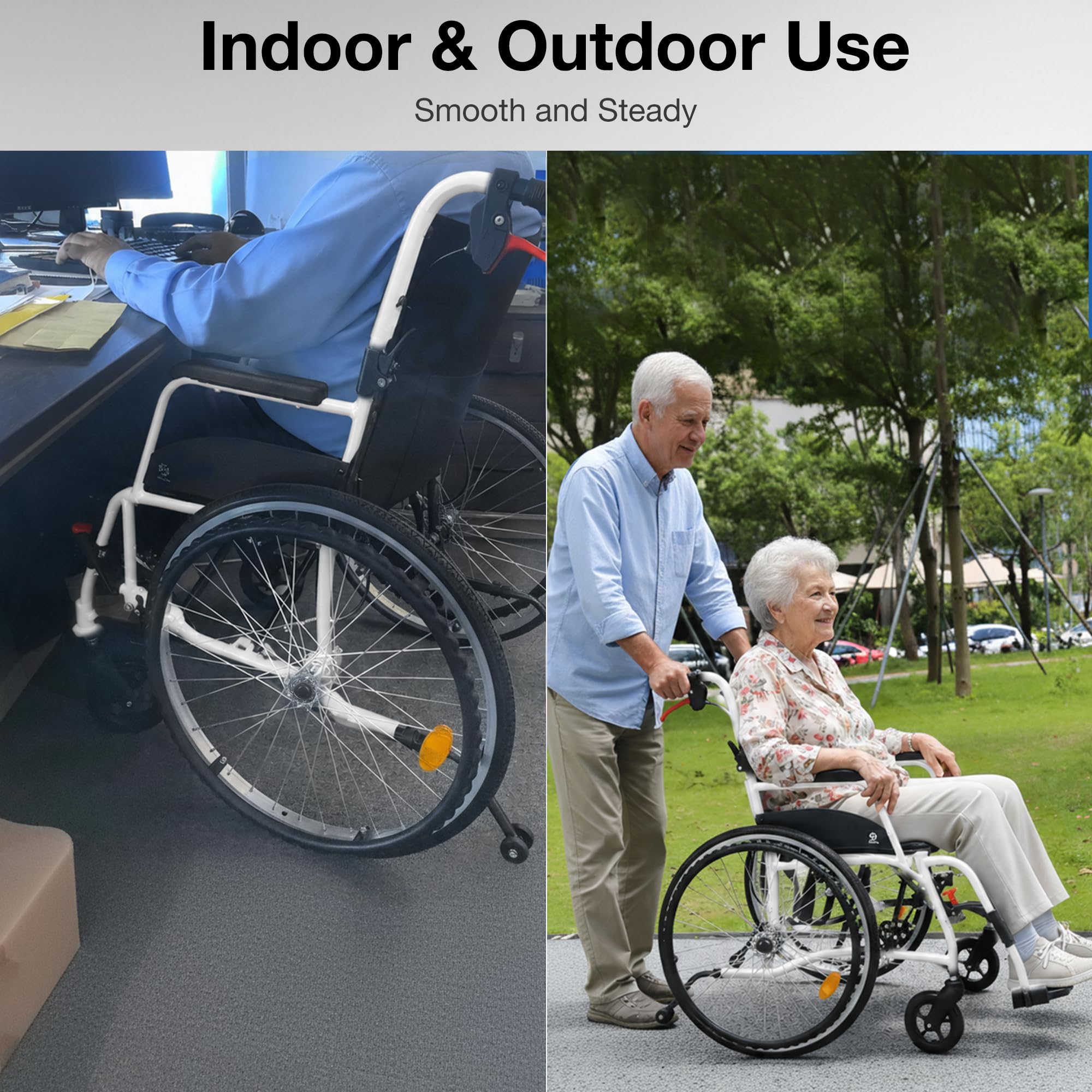 WHLICKS Folding Wheelchair - Lightweight & Durable -8
