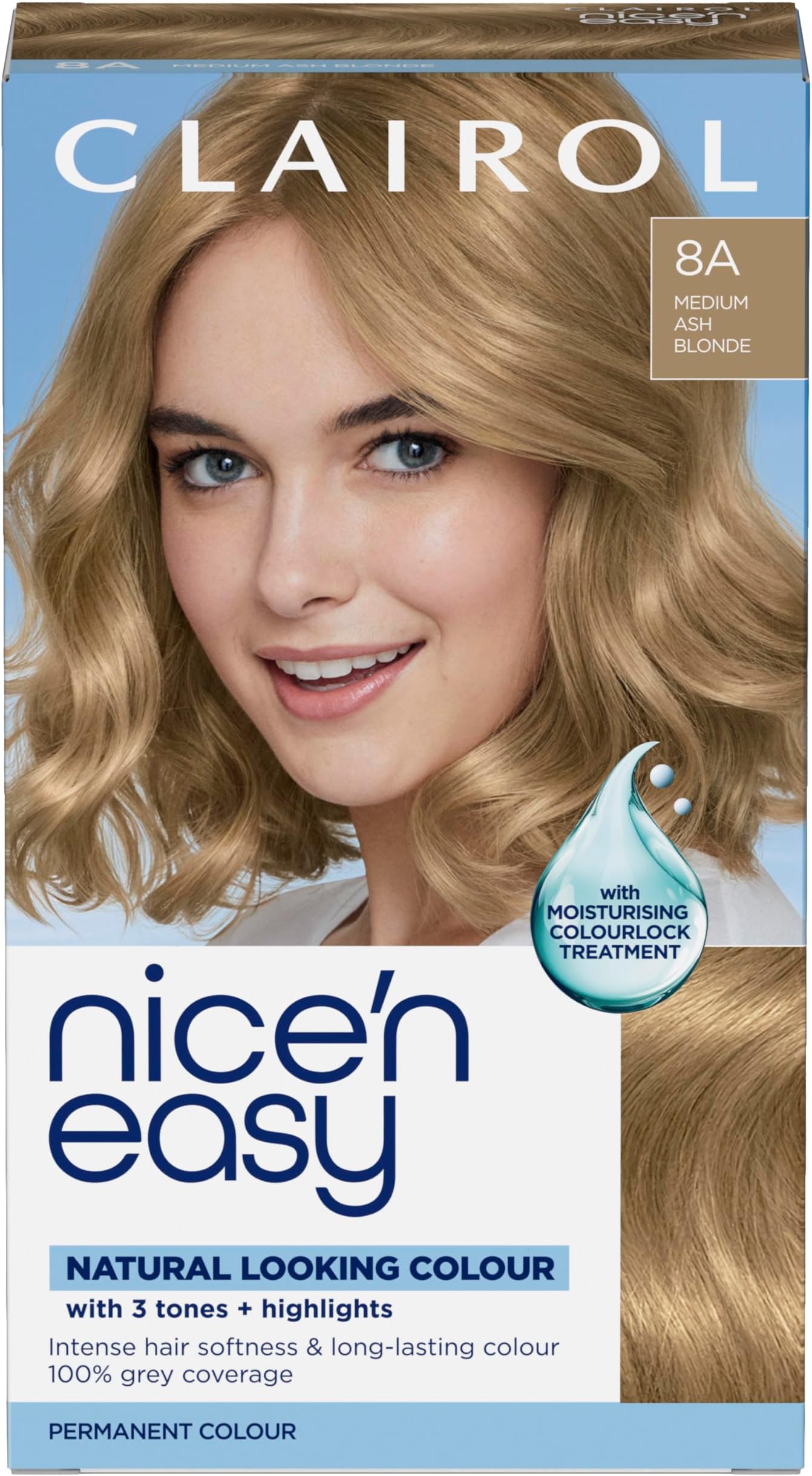 Nice'n Easy Crème Permanent Hair Dye, 8A Medium Ash Blonde