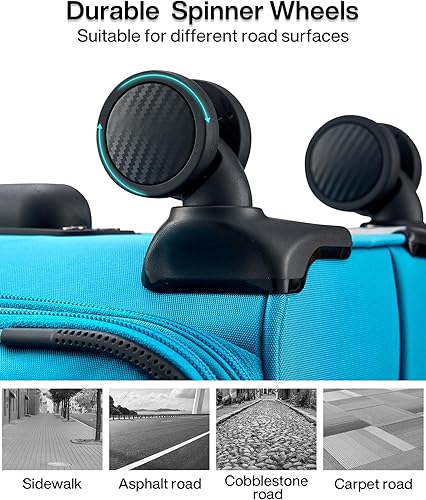 Miniatura 4 de Hanke Juego de equipaje de mano expandible de 16202428 pulgadas 22x14x9 aprobado por aerolíneas, maletas de lado blando con ruedas, equipaje de