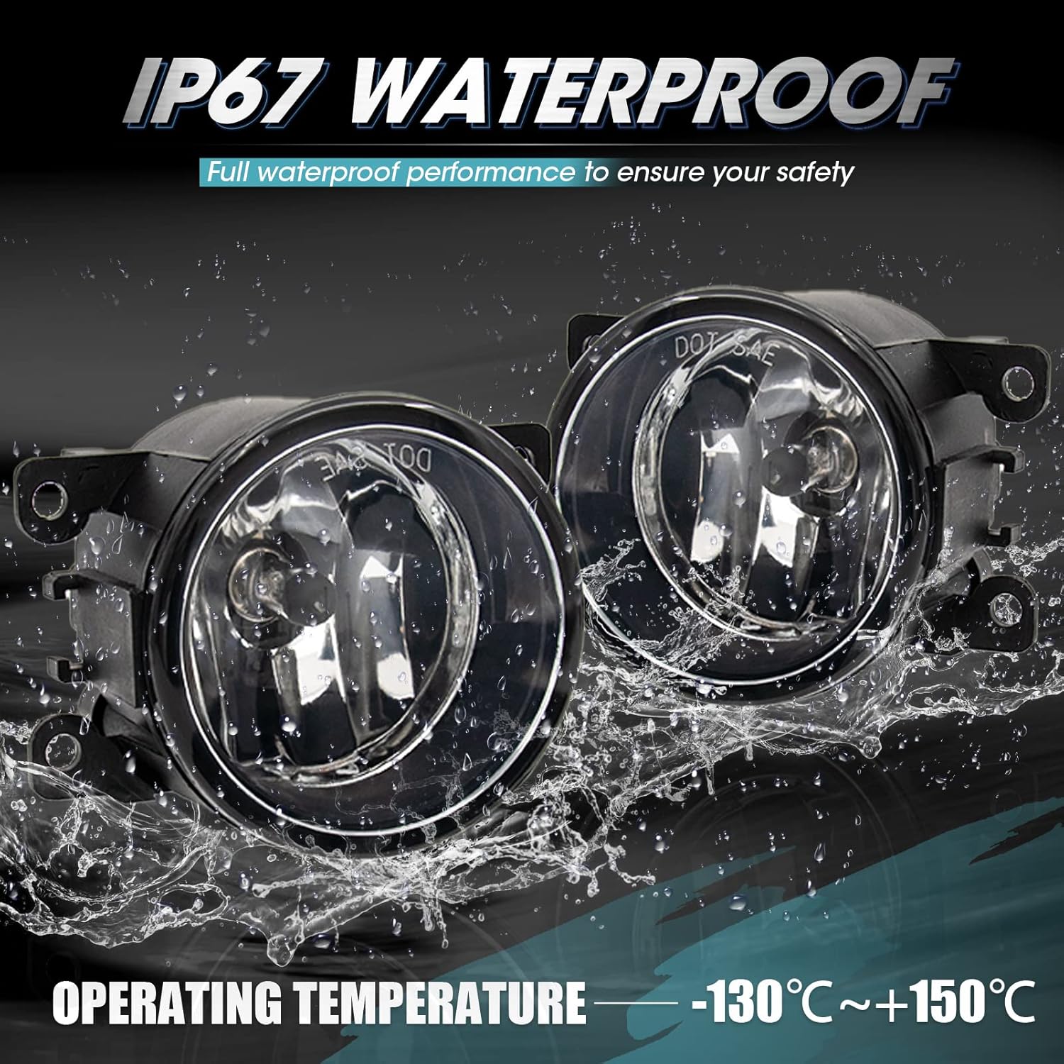 Driving Fog Lights Lamps Assembly Kit for Nissan Xterra Frontier Acura Honda Ford Suzuki 33900STKA11 4F9Z15200A Fog Light Replacement with Halogen Bulbs-1 Pair