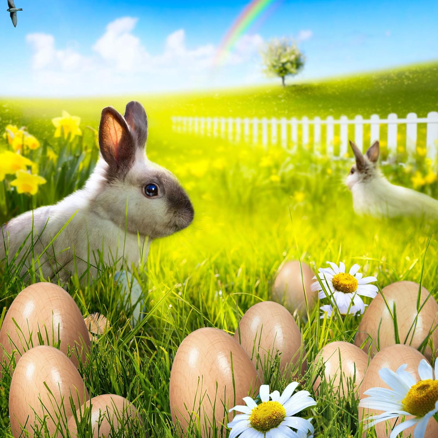 Sumind 10 Pieces Wood Egg Shakers Toys Set, Natural Wood Egg Hand Percussion Shakers Musical Maracas Percussion Instruments for DIY Painting Music Learning Easter Party