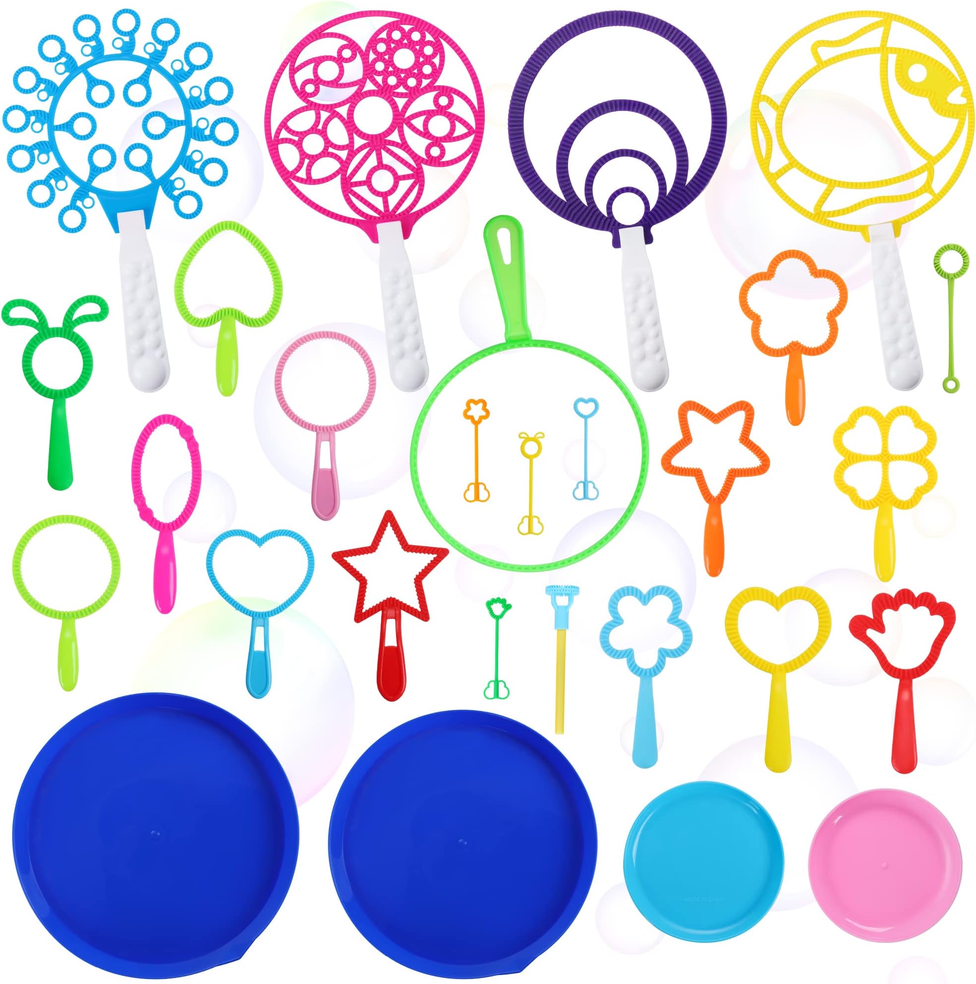 Bubble Wands Set for Kids with Tray, 28 PCS Big Bubble Maker Wand Toys Bulk for Kids Summer Outdoor Activity Games Birthday Gifts Party Favors