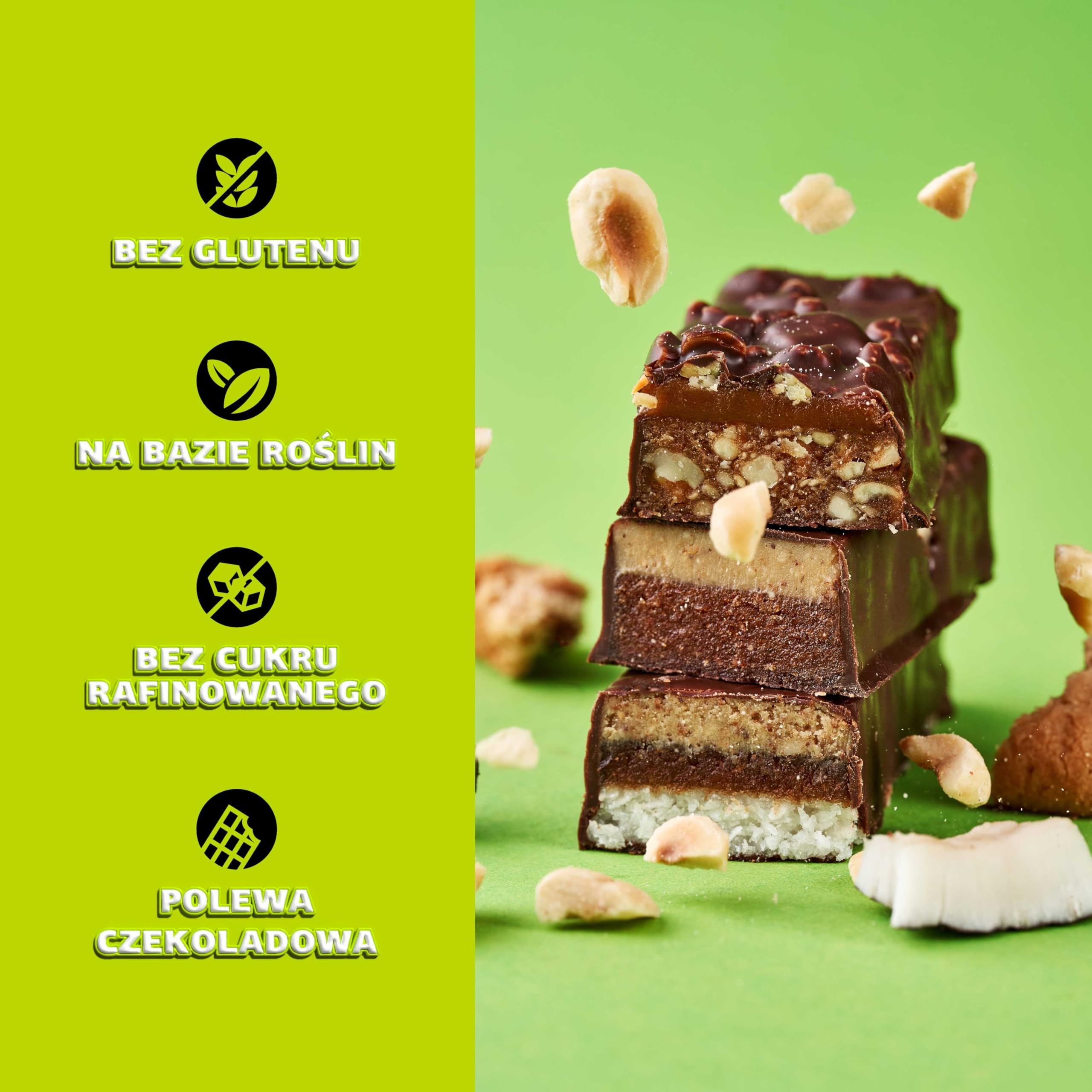 FIZI Czekoladowe Batony Wegańskie Zestaw mieszany, Batony Na bazie roślin, W czekoladowej polewie, Bez rafinowanego cukru, Bez glutenu, Bez GMO, Bez laktozy