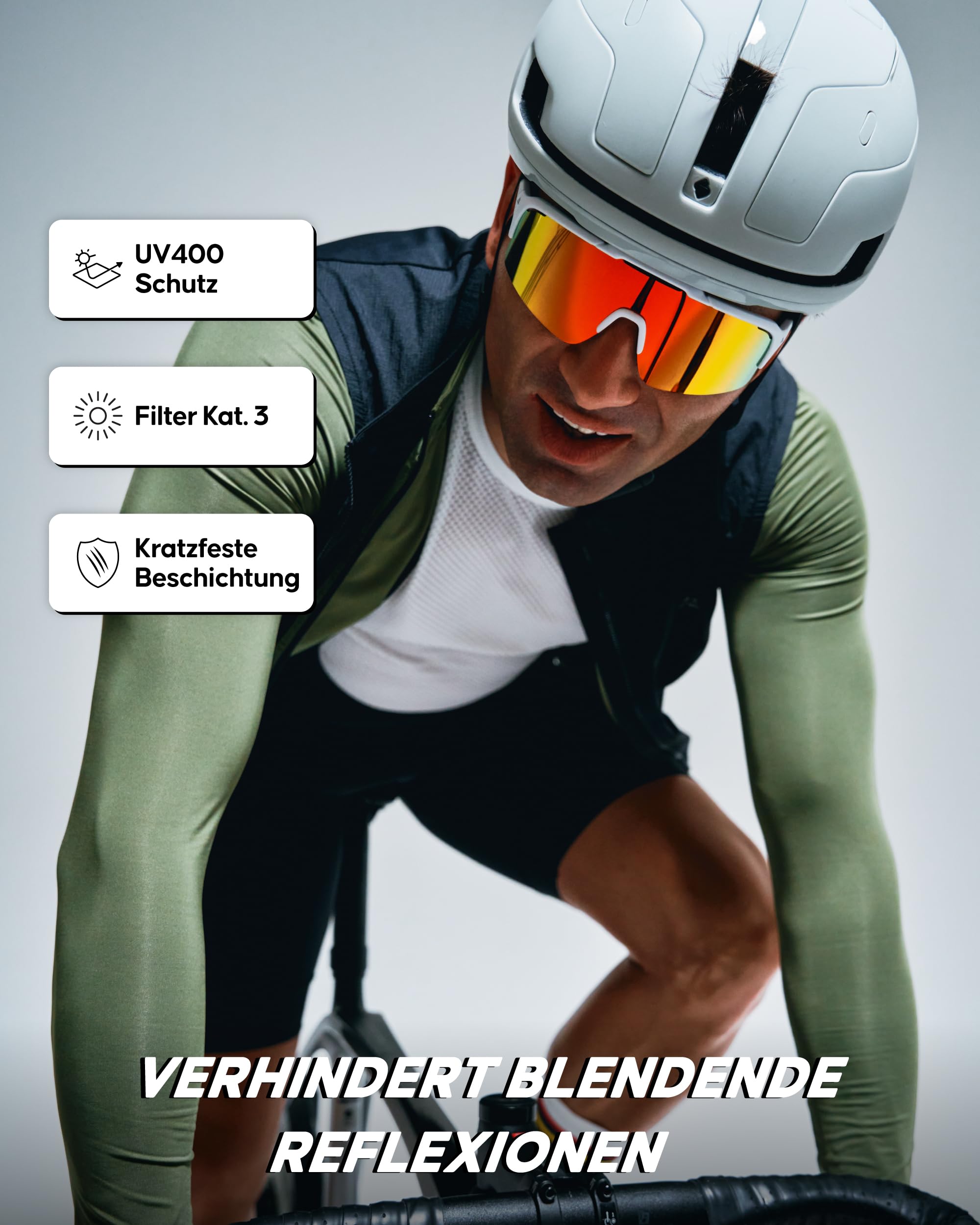 DANISH ENDURANCE TR90 Sonnenbrille, Robust & Leicht, UV400 Schutz | TR90 Sonnenbrille, Robust & Leicht mit UV400 Schutz für Radfahren, Laufen & Outdoor-Training, Unisex