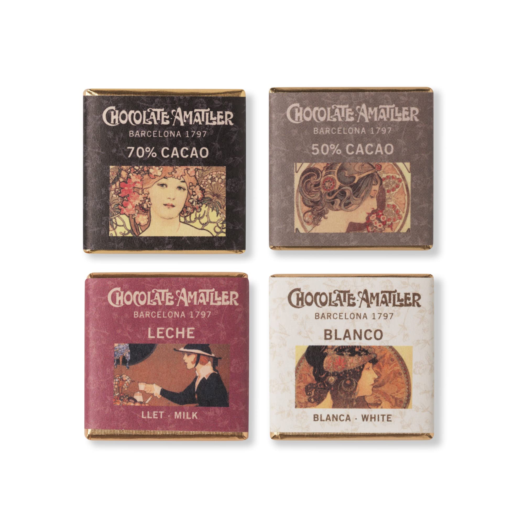 Amatller Caja de Mini Chocolate Surtido 5gr. 4 Variedades - 100 onzas