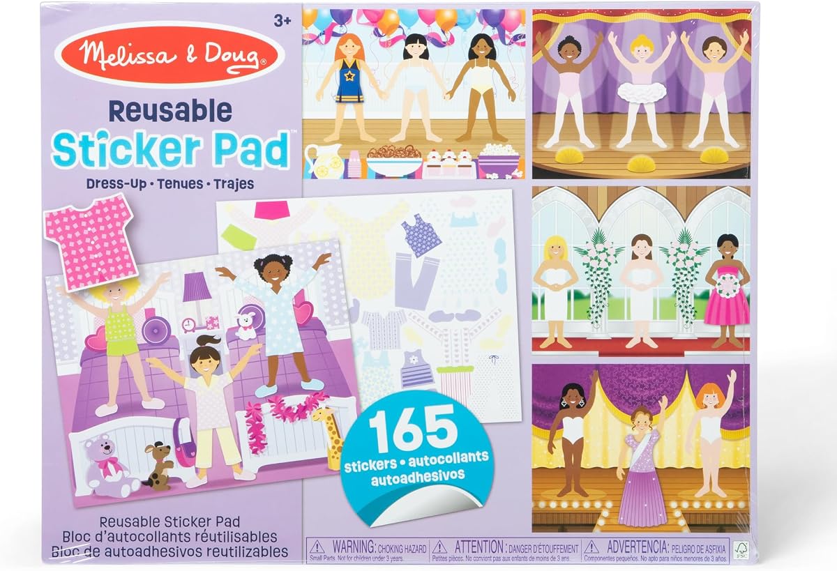 Reusable Sticker Pad: Dress-Up - 165+ Reusable Stickers - Removable Stickers, Kids Fashion Activities, Restickable Sticker Book for Kids Ages 3+