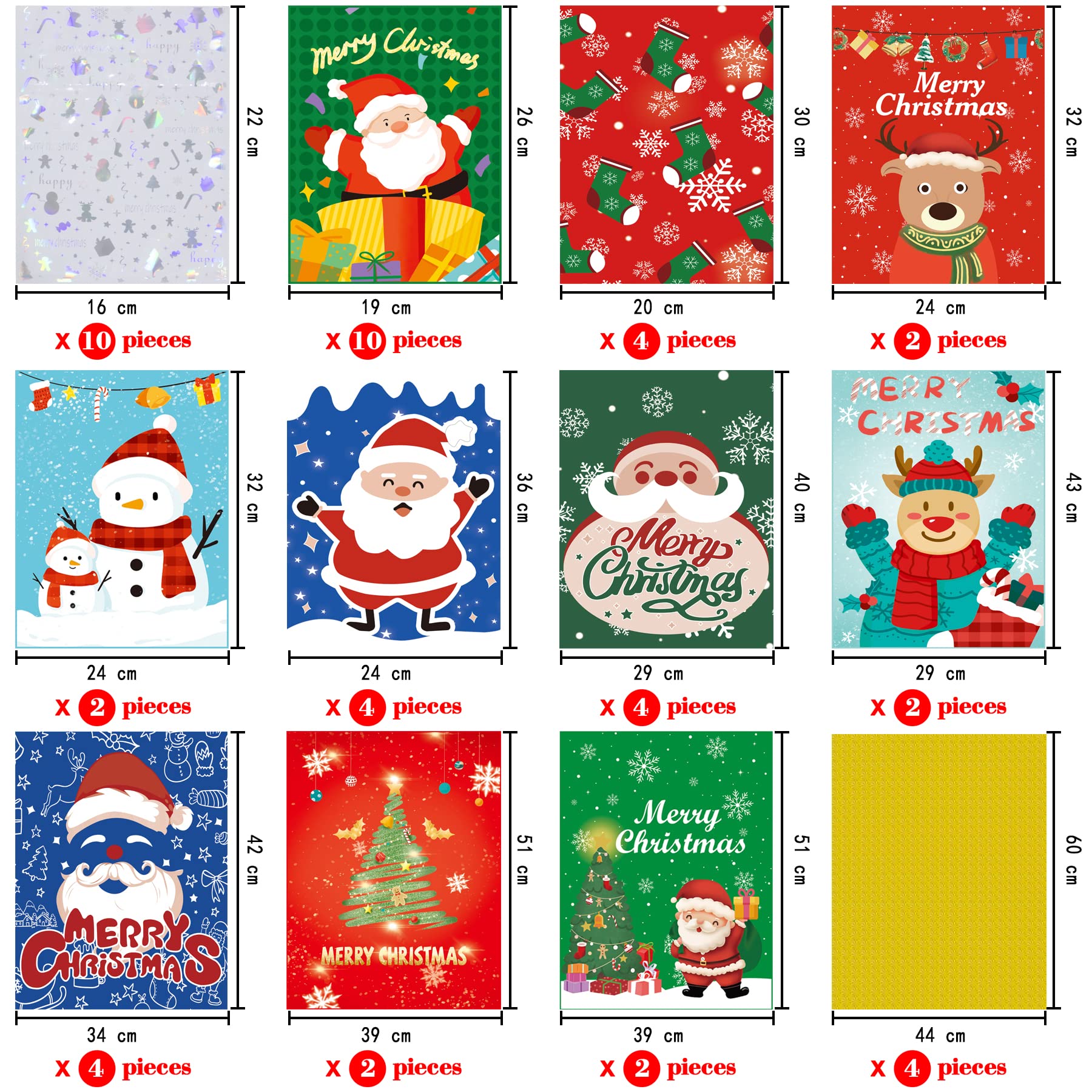 BQTQ 50 Pezzi Sacchetto di Regalo Natale Sacchettini di Festa Natalizie Sacchetti Caramelle Regalo di Natale Borsa di Regalo Natale con Coulisse Biscotto Caramella Borsa