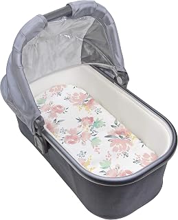 Kushies Baby 100% Breathable Cotton Percale Bassinet Sheet, Fully Elasticized- Made in Canada, 18" x 30" Multi Watercolour Flowers
