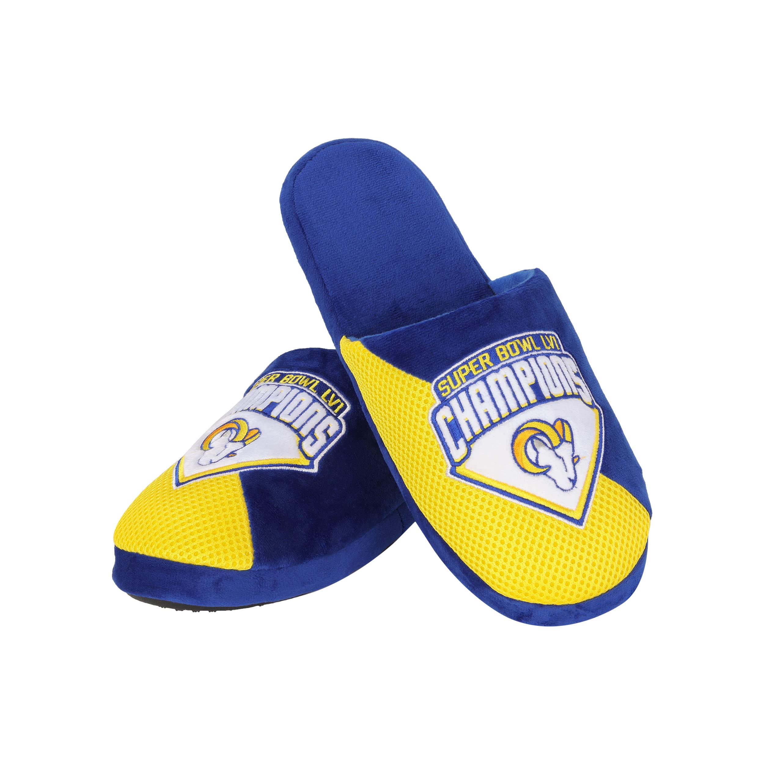 FOCO Los Angeles Rams NFL Super Bowl LVI Champions Mens Staycation Slipper - M