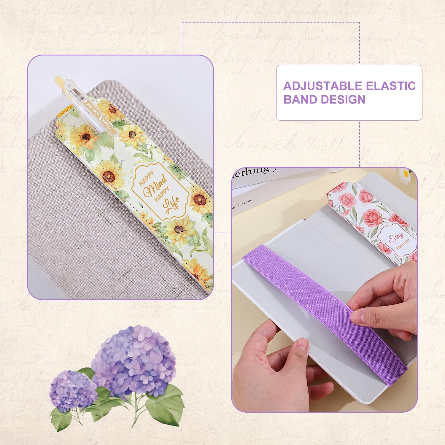 4pcs Elastic Pen Holder for Notebook, Bible Prints Leather Journal Pouch image 4