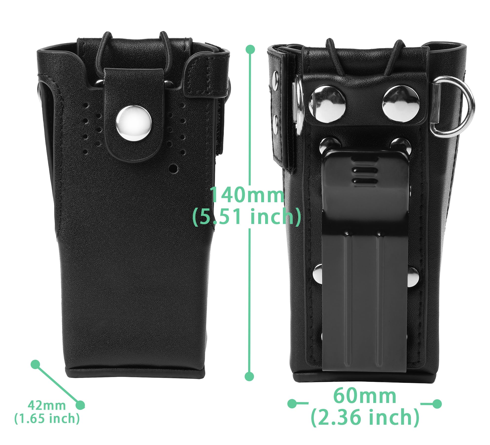 SUNDELY Carrying Case Holder Holster Pouch Bag Compatible with Motorola Radio GP320 GP328 GP340 GP380 HT1250 PR860 PRO7150 Walkie Talkie with Strap & D Ring (PU Case with Metal Belt Clip & Strap) - Image 3