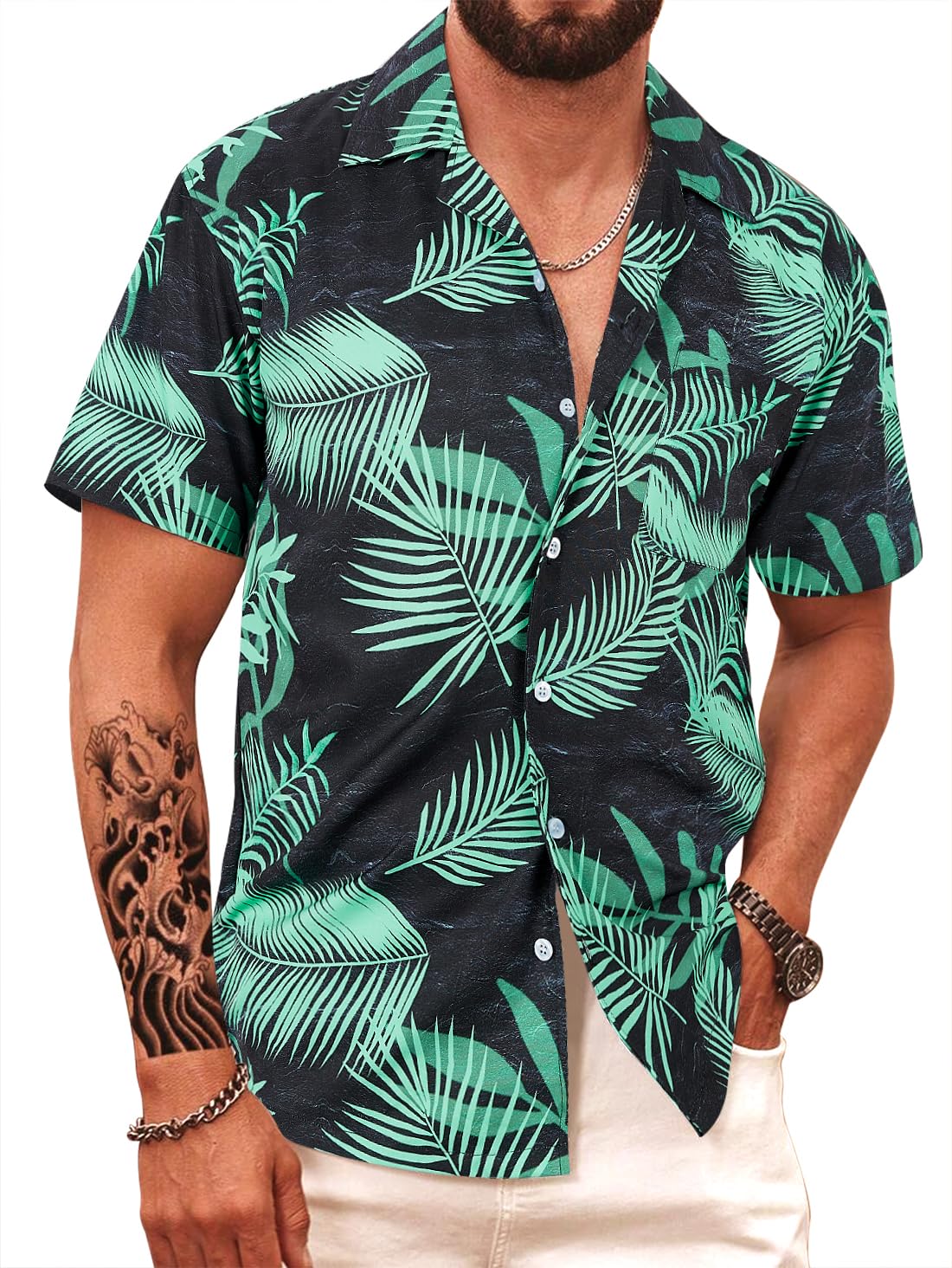 APTRO Herren Hawaiihemd Kurzarm Freizeit Urlaub Reise Shirt Sommer