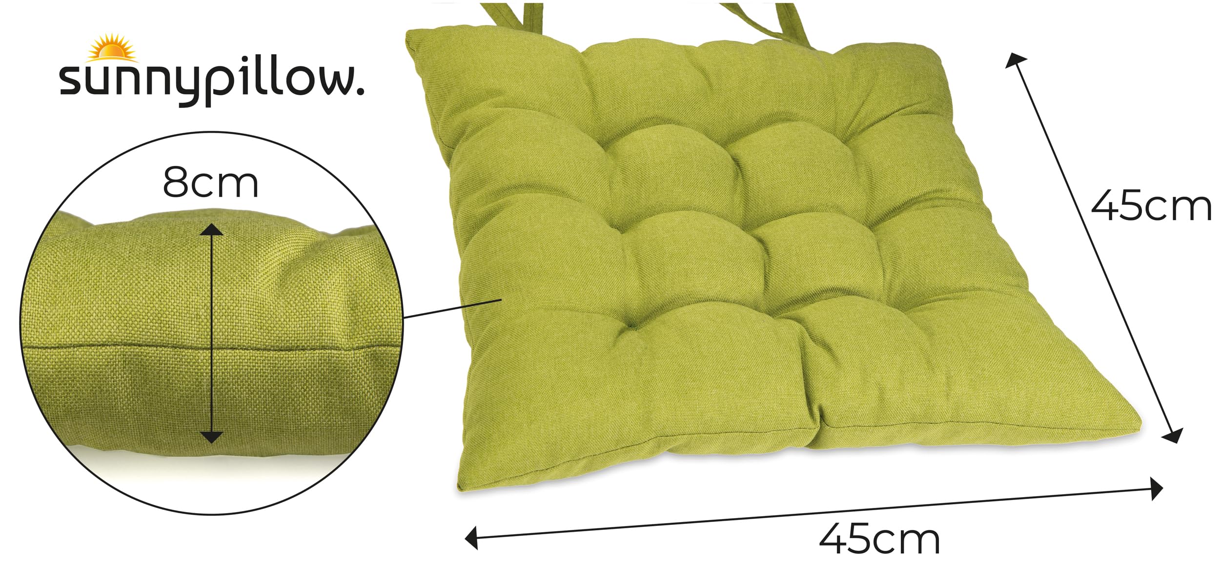 Synnypillow Set De 4 Galettes De Chaise Carrées 45x45 Cm - Écru Confort Intérieur Extérieur