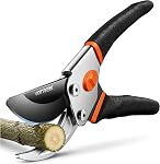 8.5" Bypass Pruning Shears, 3/4" Cut Capacity for Stems & Branches | Sharp Japanese Steel & Anti-Rust Titanium Blade, Non-Slip Soft Grip Pruners, Weak Hand Arthritis Garden Clippers (Black)