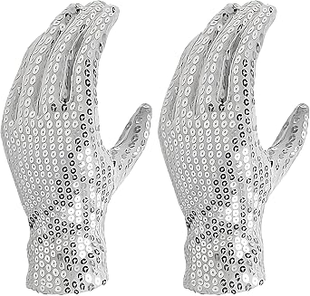 blinkee Pack of 2 Sparkle King Sequin Glove - Non-Light Up Right or Left Hand for MJ Thriller Billie Jean Beat It Costume Accessories