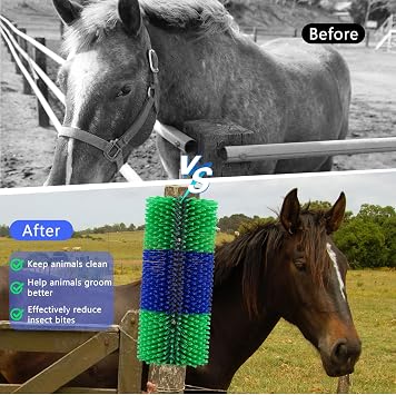 Livestock Scratch Brushes - Horse & Cattle Scratcher Brush, Full Massage Grooming Brush Relieves Itching on Back of Livestock Brushes for Horse, Cow, Sheep, Pig (With Screws)