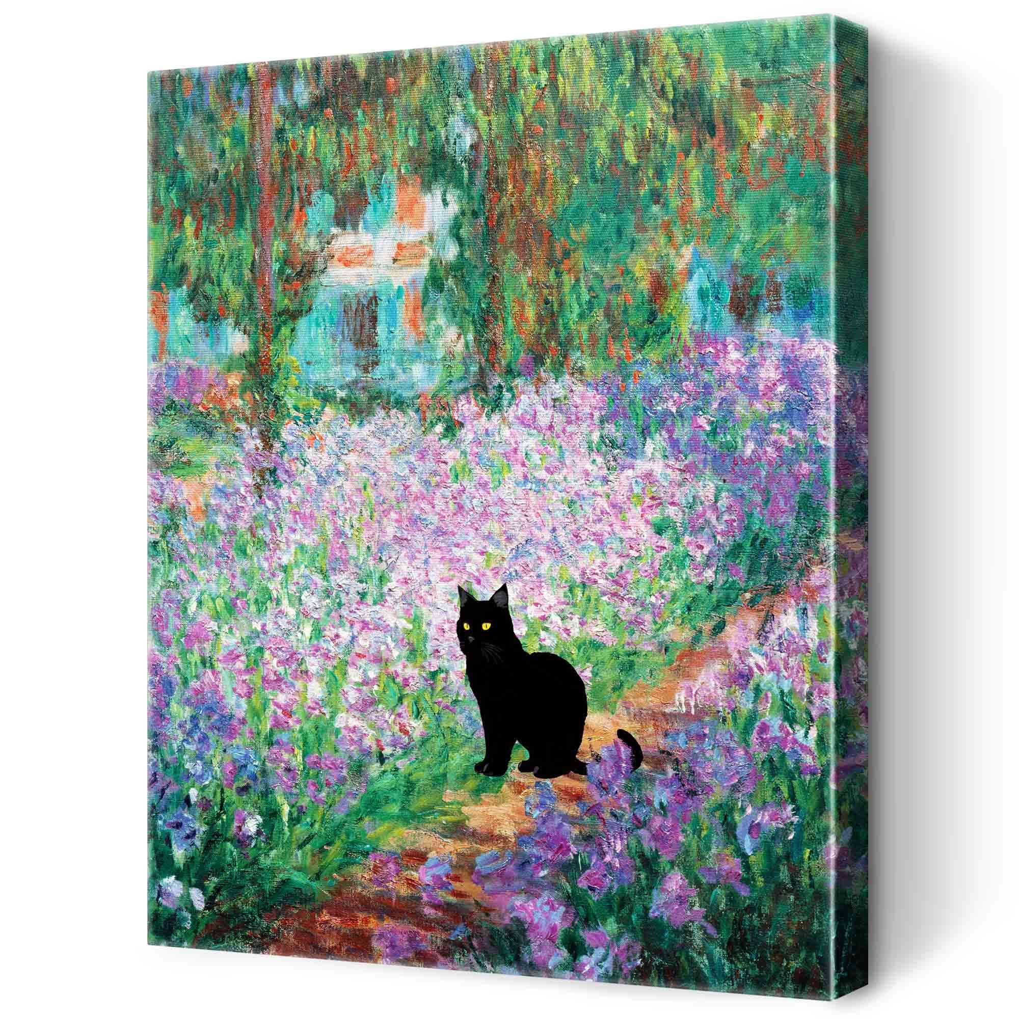 Amazon.co.jp: クロード・モネ アイリス アート、黒猫好きポスター